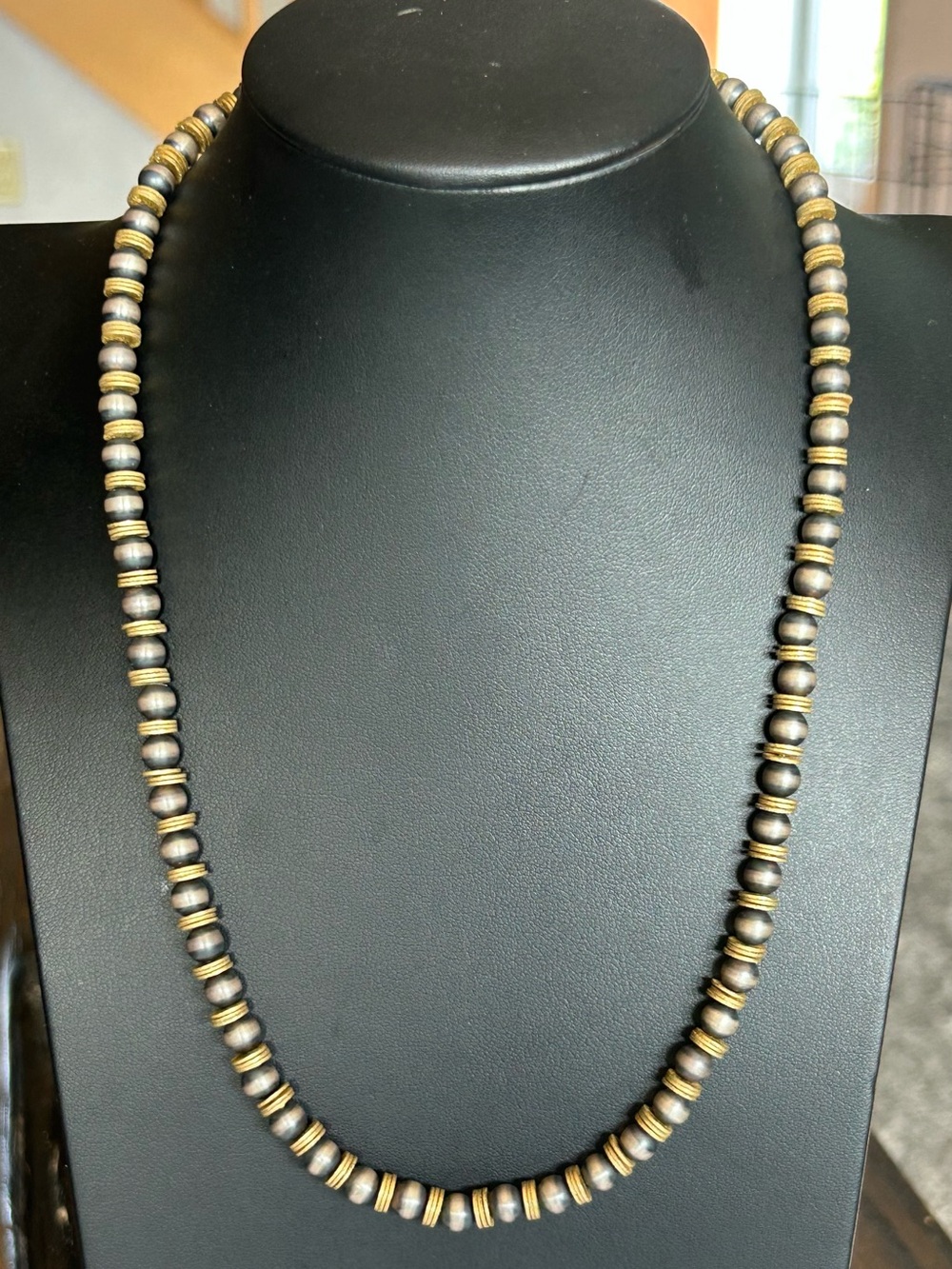 Sterling Silver Pearl and Brass Native Vintage Necklace